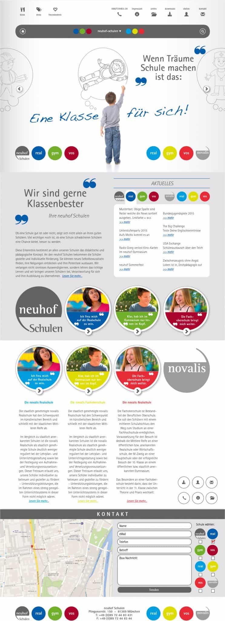 WordPress Webdesign Konzept für Münchner Neuhof Schule